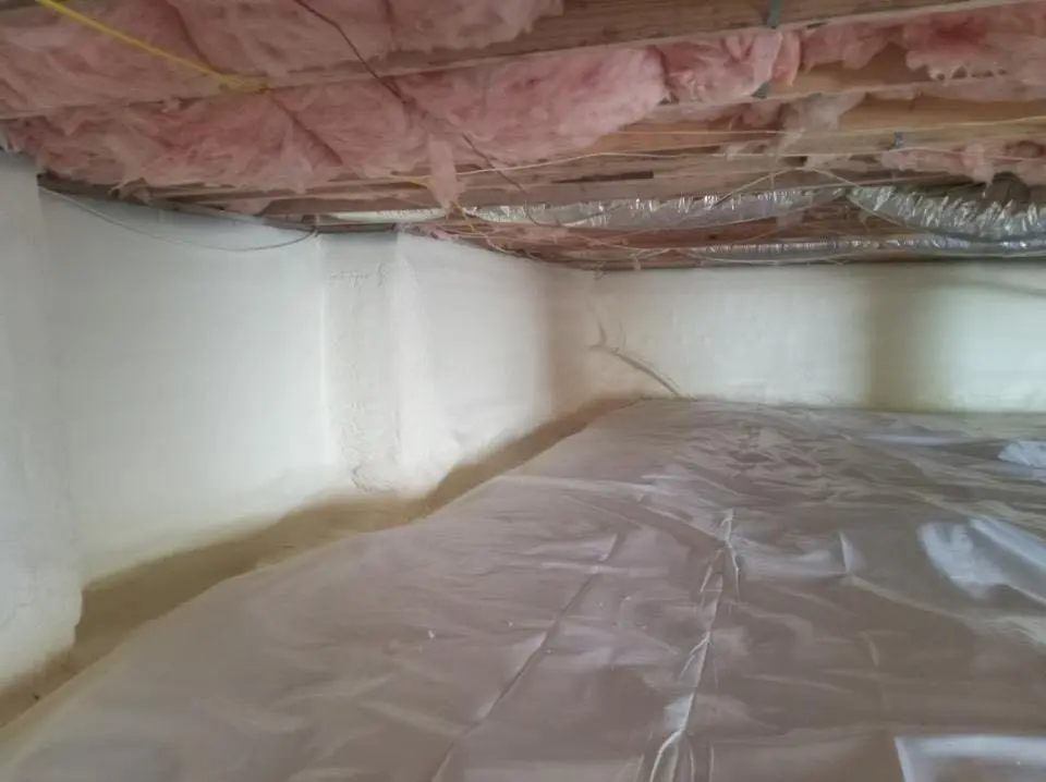 Crawl space encapsulation with closed-cell spray foam for Flat Roof Repair in Mayville